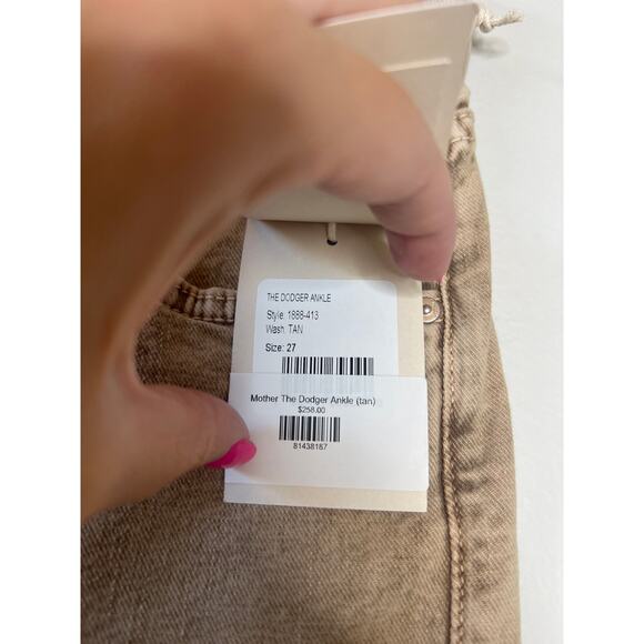 NWT Mother The Dodger Ankle Straight Legged Stretch Denim Jeans Tan Size: 27 - Picture 6 of 8